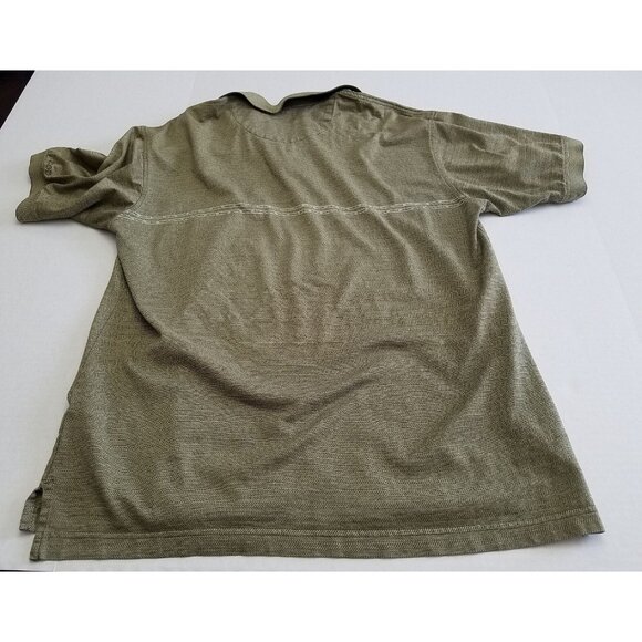 Izod Golf Cotton Cool-FX Polo Shirt Mens Sz Medium Olive Short Sleeve Collared - Picture 11 of 12